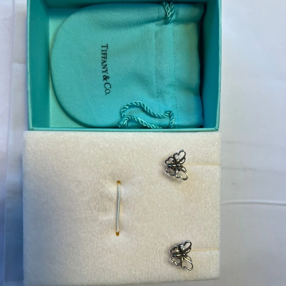 Tiffany & Co Butterfly Earrings Studs Nature Lover Garden Stencil Earrings - Picture 8 of 10